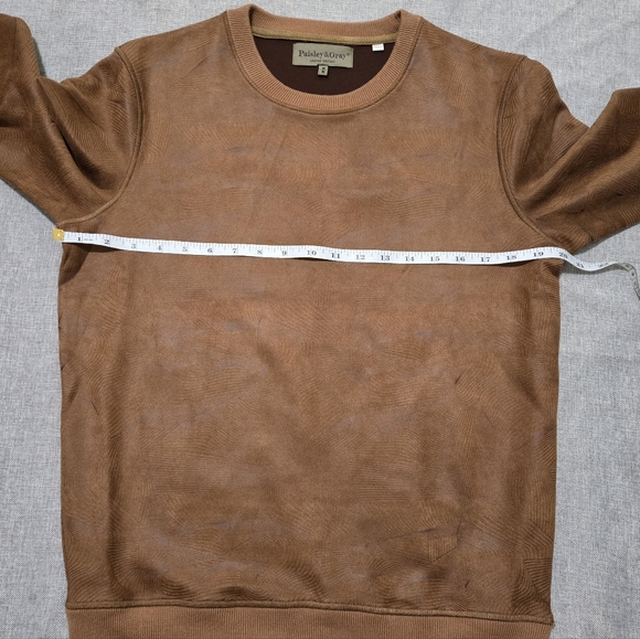 Paisley & Gray Mens Slim Fit Crewneck Sweater Brown Geometric Pattern Sz Medium - Picture 7 of 8